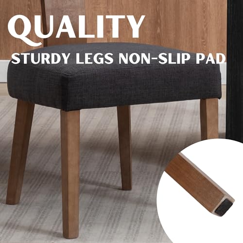 RIVOVA Rattan Dining Chairs Set of 4, Modern Fabric Upholstered Kitchen Chairs, Wooden Dining Room Chair Farmhouse Dinner Chair, Charcoal - color: Charcoal Rattan