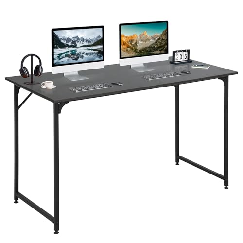 Dkelincs 47 Inch Computer Desk Home Office Desk Gaming Writing Desk Modern Simple Style Study Work Table with Metal Frame, Large Legroom, Adjustable Feet, Water-Resistant, Black - color: Black, size: 47 Inch
