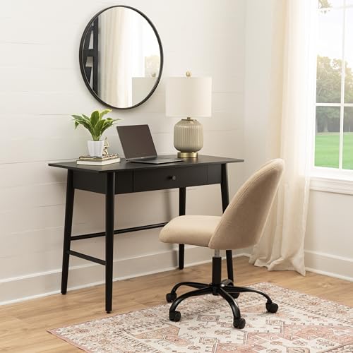 Linon Melissa Black Wooden One Drawer Writing Desk - color: Black