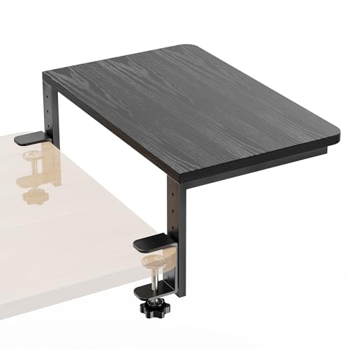 Desk Extender, 15-inch Clamp-On Desk Shelf, Height-Adjustable Desktop Shelf Organizer for Monitors Office and Gaming Accessories, Arm Support Table Extension, 44lbs Heavy Duty, Black - color: 15in Black