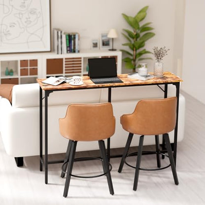 VINGLI 55 Inch Bar Table, Rectangular Counter Height Home Pub Table, Brown | High Top, Multi-Scene Use for Kitchen Dining Living Room Sofa Entryway, Wooden Tabletop & Metal Base, Easy to Install - color: Brown, size: 55"L