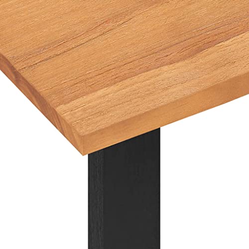 Solid Teak Wood Standard Industrial Desk with Metal Legs, Rustic Rectangular Writing Table for Workspace, Sturdy Office Furniture and Modern Home Decor - size: 39.4" x 17.7" x 29.5" & Black