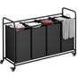 4 Section Laundry Hamper, Black Rolling Laundry Basket, 180L Laundry Sorter | Laundry Room Organization with Heavy Duty Rolling Lockable Wheels and Removable Bag, Bedroom Laundry Cart for Clothes Storage - size: 4 Bags Black