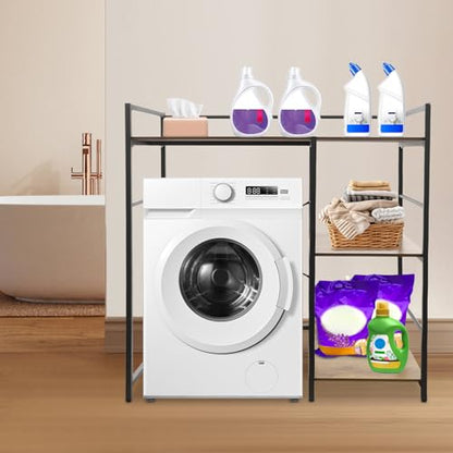 Washing Machine Shelf, 3 Tier Washer Dryer Storage Shelf with Side Rack Space-Saving Laundry Room Shelves Utility Washer Storage Organizer Stand for Bathroom Laundry Balcony