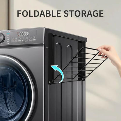 LEQ Clothes Drying Rack Magnetic Folding Shelf for Clothes and Towels, Magnet Rack Mount on Washing Machine Fridge, Durable Folding Rack for Laundry Room Bathroom Kitchen,Black - color: Black