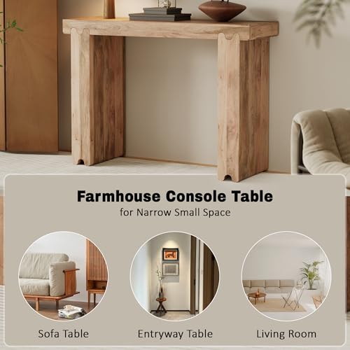Merax Farmhouse Mango Wood Entryway Table, Minimalist Narrow Console Tables for Hallway, Living Room, Foyer, Easy Assemble, Natural - color: Natural