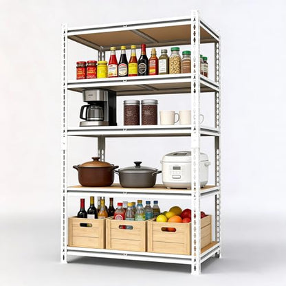 White Storage Shelving Unit，40" W 5 Tier Storage Shelve，Adjustable Heavy-Duty Shelving for Pantry, Kitchen, Garage, Closet,Office (72" 40" 19") - size: White 72"*40"*19" 5T