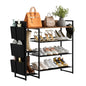 Shoe Racks Bench,Shoe Organizer with Bench for Closet- Free Standing Boot and Shoe Rack with Storage Bag for High Heels, Entryway, Hallways, Closets, Dormitory Rooms,Brown 4-Tier - size: 4 Tier with Side Bag