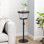 Small Side Table, 2 Tier Drink Table, Height Adjustable Round End Table, Pedestal Side Table for Small Spaces in Living Room, Bedroom, Black - color: Black-2 Tier