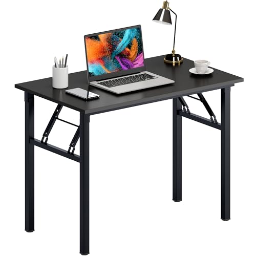 Need Computer Desk Folding Table Writing Desk/Compact Desk/Foldable Desk with BIFMA Certification, No Install Needed, Black AC5CB-100-60 - color: Black & Black Frame, size: 39inch