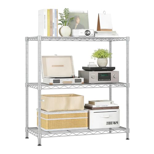 Xcity Storage Shelves, 3 Tier Heavy Duty Metal Shelving Unit with Wheels, 1050 LBS Adjustable Steel Wire Shelf for Commercial, Pantry, Kitchen, Garage, 14" D x 24" W x 30" H, Chrome - color: Chrome, size: 24"W x 14"D x 30"H, 3-Tier