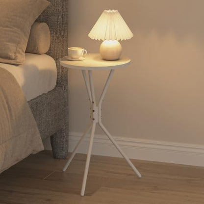 TUTOTAK Small Round End Table, Mini Side Table, Drink Table, Pedestal Table | for Small Spaces, Accent Nightstand, livingroom, Bedroom, White TB01BW098 - color: White, size: 1 Pack, style: Triangle