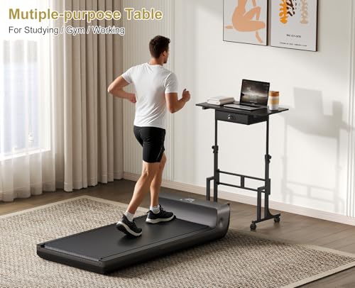 Adjustable Height Standing Desk With Drawer, Rolling Sit Stand Up Desk With Wheels, Small Sit To Stand Computer Desk, Adjustable Desktop Height, On Wheels, Black, For Walking Pad Laptop Treadmill - color: Black, size: With Drawer