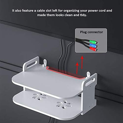 Floating Shelf for TV Components, White Floating TV Stand Wall Mounted Media Console Shelf Mini Storage Box Router Shelfs for Home(Color:White)
