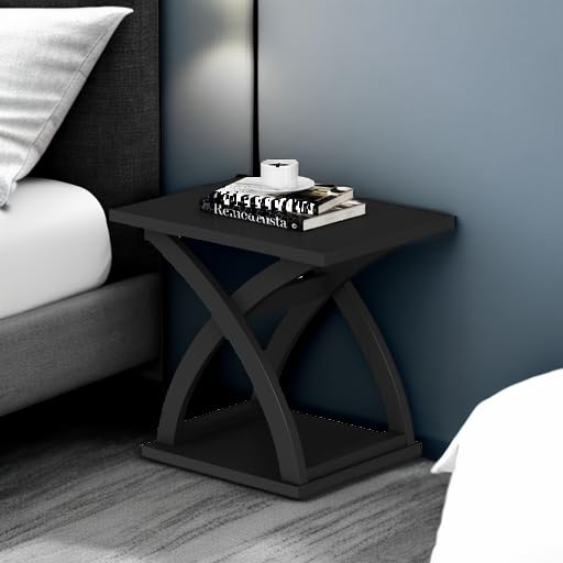 ChooChoo Side Table,Modern End Table with Storage Shelf, X-Design | Simple shape, Living Room, Black - color: Black, size: 15.7"D x 21.7"W x 19.6"H