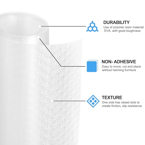 Bloss Shelf Liners, Non Adhesive EVA Drawer Mat Liners Roll for Bathroom, Kitchen, Desks, Deco Shelves 12x59 inch-Clear - color: Clear, size: 12"W x 59"L