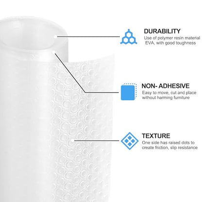 Bloss Drawer and Shelf Liners，Non Adhesive EVA Drawer Mat Cabinet Liners Roll-(12 Inch x 10 FT)-for Bathroom, Kitchen, Desks, Deco Shelves-Clear - color: Clear, size: 12"W x 118"L