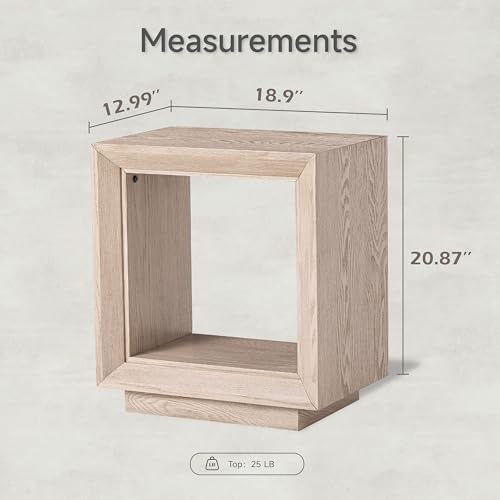COZAYH Farmhouse End Table, Open Cube Accent Table with Geometric Frame, Modern Minimalist Side Table, Light Grey - color: Light Grey
