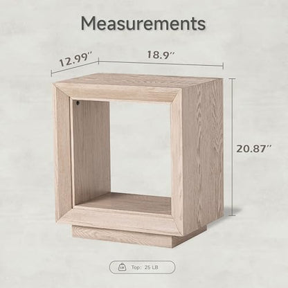 COZAYH Farmhouse End Table, Open Cube Accent Table with Geometric Frame, Modern Minimalist Side Table, Light Grey - color: Light Grey