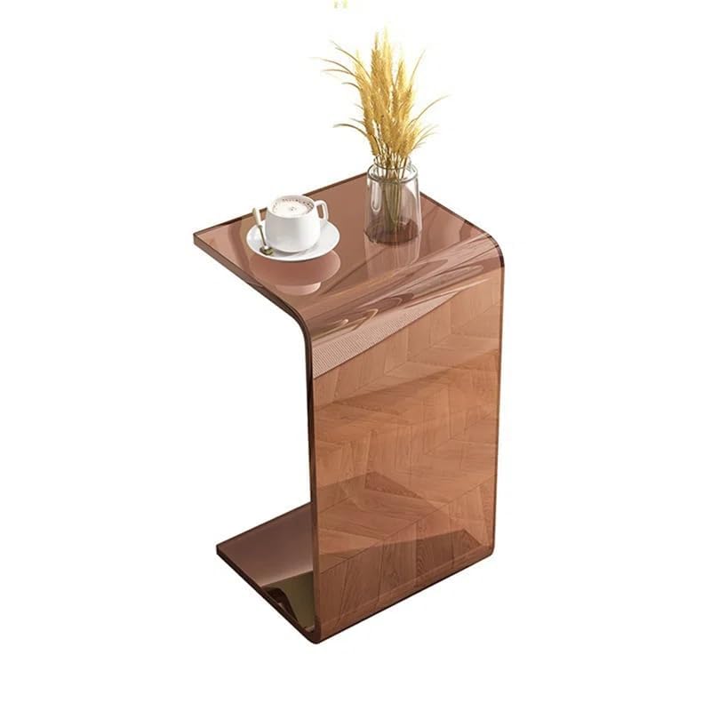 Acrylic End Table,C Shaped End Table, Acrylic Sofa Side Table, Bedside Table for Bedroom Small Simple Modern Coffee Table Suitable for Living Room - color: Brown