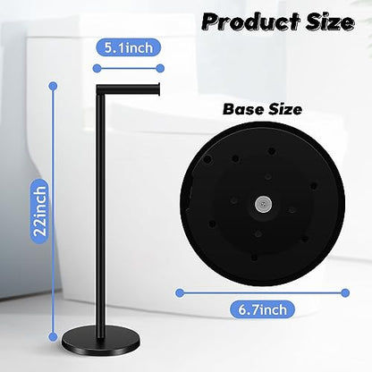 TACGEA Toilet Paper Holder Stand, Bathroom Toilet Paper Roll Holder Stainless Steel Free Standing, Storage for 4 Rolls of Paper, Matte Black - color: Matte Black