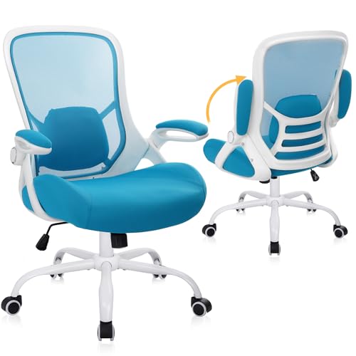 HYLONE 400lbs Heavy Duty Office Chair, 5" Thickened Seat Ergonomic Desk Chair with Adjustable Armrests, Home Office Computer Chairs for Long Hours Mesh Executive Chair(Blue) - color: Blue, size: Thicken Cushion