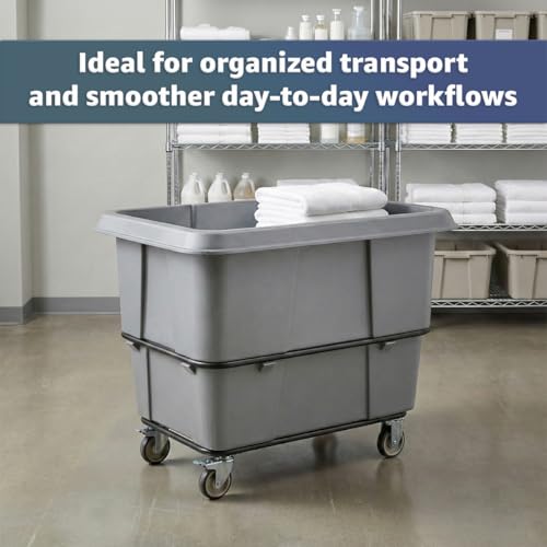 Construction Trash Trolley 20 Cubic Foot 1200 lb., Commercial Rolling Laundry Truck, Industrial Garbage Wagon Transportation, Grey Cube Truck Waste Bin, Hotel & Warehouse Supplies