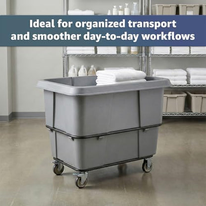 Construction Trash Trolley 20 Cubic Foot 1200 lb., Commercial Rolling Laundry Truck, Industrial Garbage Wagon Transportation, Grey Cube Truck Waste Bin, Hotel & Warehouse Supplies