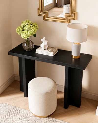 VINGLI 42" Entryway Table Wood, Console Table T-Legs for Living Room, Black - color: Black, size: 42"