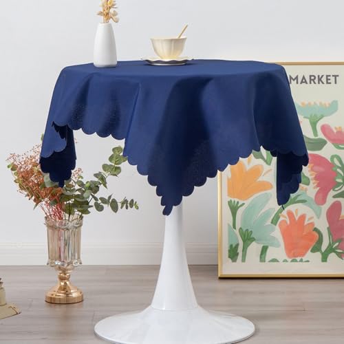 Small Square Navy Tablecloth 36 x 36 Inch | Polyester Fabric Washable Table Cover Decorative Wrinkle Resistant Solid Color Table Cloth for Kitchen Dinning Party Wedding - color: Navy, size: 36" x 36" (Square)