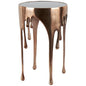 Deco 79 Aluminum Metal Contemporary Table with Abstract Drip Design, Copper Side Table, Accent Melting Legs and Black Glass Top, 16" x 16" x 25", Copper - color: Copper
