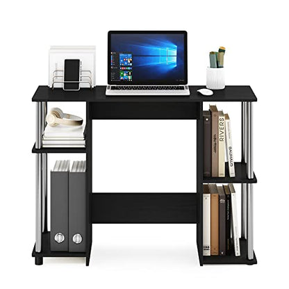 Furinno Jaya Computer Study Desk, Americano/Stainless Steel - color: Americano/Stainless Steel