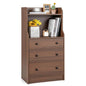 LDAILY Moccha 3 Drawers Dresser with Shelf, Modern Dresser Tower with 2 Open Shelves, Chest of Drawers with Anti-toppling Device, Tall Storage Dresser Nightstand, Living Room, Walnut - color: Walnut