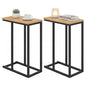 Giantex C-Shaped End Table, Set of 2 Small Sofa Couch Side Table that Slide Under with Metal Frame & Spacious Tabletop, Bedside Laptop TV Tray for Living Room Bedroom Small Spaces (Natural) - color: Natural