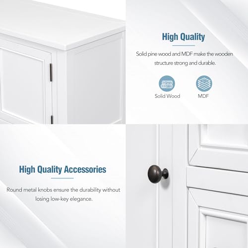 P PURLOVE Console Table Buffet Sideboard Sofa Table with Drawers Cabinets and Bottom Shelf (White) - color: White