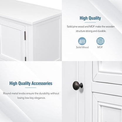 P PURLOVE Console Table Buffet Sideboard Sofa Table with Drawers Cabinets and Bottom Shelf (White) - color: White