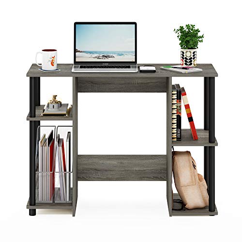Furinno Jaya Computer Study Desk With Open Storage, French Oak Grey/Black - color: French Oak/Black
