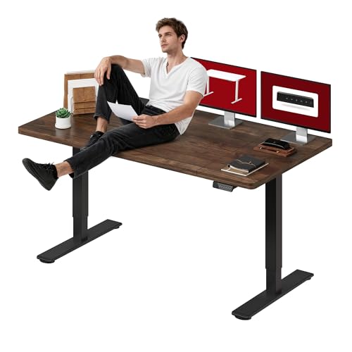SANODESK Dual Motor Electric Standing Desk 71 x 32 Inches, Height Adjustable Sit Stand Desk with Large Splice Board for Home Office, Computer Workstation, Study & Gaming, Black Frame/Black Walnut Top - color: Black Frame/Black Walnut Top, size: 71x32