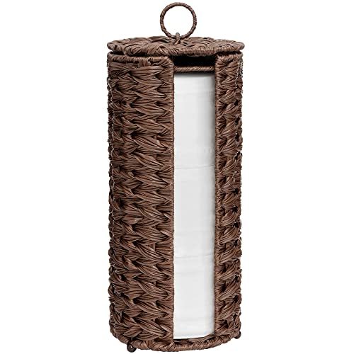 GRANNY SAYS Toilet Paper Storage Basket with Lid, Toilet Paper Holder Stand, Waterproof Organizer for Bathroom, Bathroom Baskets for 3 Mega Rolls, Brown - color: Brown, size: 6¾"D(For 3 Roll)
