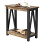 ChooChoo Farmhouse End Table, Narrow Side Table | with Shelf ,Slim Bedside Table ,Small Spaces, Rustic Nightstand, Living Room, Bedroom,Rustic Oak & Black - color: Rustic Oak & Black, size: 1 Pack