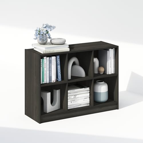 Furinno Basic Book Shelf, 3x2 Bookshelf, Cube Organizer Cabinet Bookcase with Shelf Storage, 11.9 x 31.6 x 23.6, for Living Room, Bedroom, Home Office, Espresso - color: Espresso