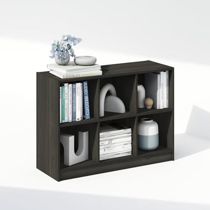 Furinno Basic Book Shelf, 3x2 Bookshelf, Cube Organizer Cabinet Bookcase with Shelf Storage, 11.9 x 31.6 x 23.6, for Living Room, Bedroom, Home Office, Espresso - color: Espresso