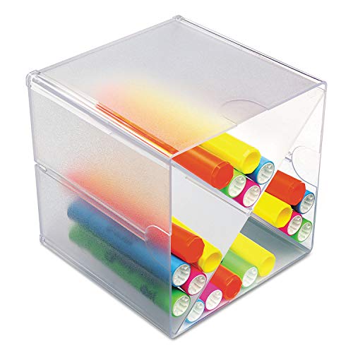 deflecto 350201 Desk Cube with "X" Dividers, Clear Plastic, 6 x 7-1/5 x 6