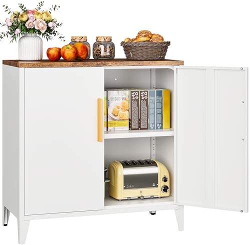 SISESOL White Storage Cabinet with Doors and Shelves,30 inch Small Pantry Cabinet Sideboard with Leg,Accent Cabinets with Storage,Side Floor Cabinets for Home,Kitchen,Coffee Bar,Dining/Living Room - color: White, size: 30"H