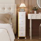 Narrow Storage Cabinet, Narrow Nightstand Dresser with 4 Drawers, Slim Fabric Dresser Storage Tower for Small Spaces, Gold Dresser for Bedroom, Bathroom, Laundry, Closet