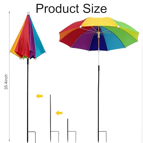 3Pack Small Garden Umbrellas for Plants Flowers Potted Outdoor UV protection 43x23.6 Mini Shade Umbrellas with Stakes Summer PatioDeocr(Height Adjustable)