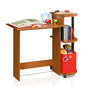 Furinno Compact Computer Desk with Shelves, Round Side, Light Cherry/Black - color: Light Cherry/Black, size: Round Side Shelf