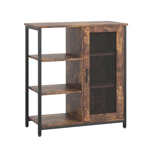 LVSOMT Mini Coffee Bar Cabinet for Home Kitchen, 27.5'' Coffee Stand Station with Adjustable Shelves & Door, Farmhouse Sideboard Buffet for Small Space, Dining Room, Living Room, Industrial Brown - color: Brown