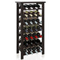 SMIBUY Bamboo Wine Rack, 28 Bottles Display Holder with Table Top, 7-Tier Free Standing Storage Shelves for Kitchen, Pantry, Cellar, Bar (Black) - color: Black