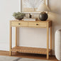 Nathan James Evelyn Modern Farmhouse Wood Console Table, Entryway Table with Storage, Open Lower Shelf with Woven Leather Straps, Natural Brown - color: Evelyn Natural Brown, size: Set of 1